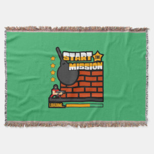 Gamer Gift Start The Mission Throw Blanket