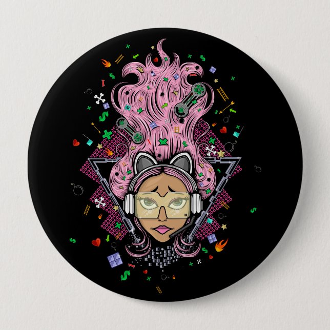 Gamer Girl 10 Cm Round Badge (Front)