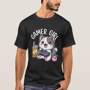 Gamer Girl Cat Gaming Cute Video Game Women Girls T-Shirt
