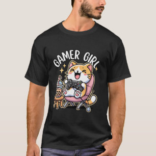 Gamer Girl Cat Gaming Cute Video Game Women Girls T-Shirt