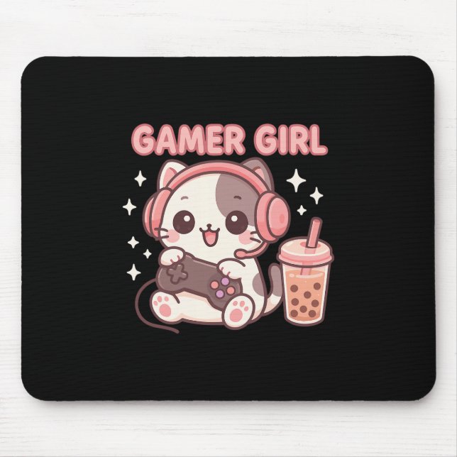 Gamer Girl Cat  Mouse Mat (Front)