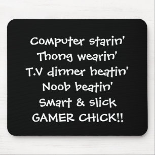 gamer girl chick rhyme mouse mat