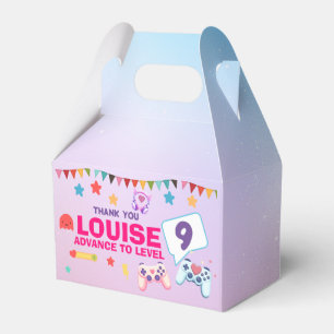 Gamer Girl Colourful Pink Video Game Birthday Favour Box