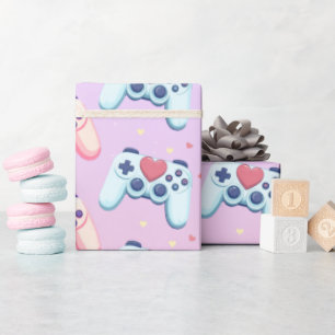 Gamer Girl Colourful Pink Video Game Wrapping Paper