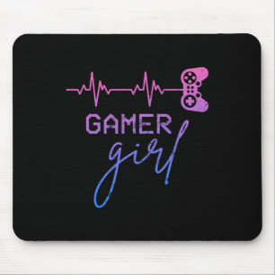Gamer Girl Cute Heartbeat Gamer For Girl Video Gam Mouse Mat