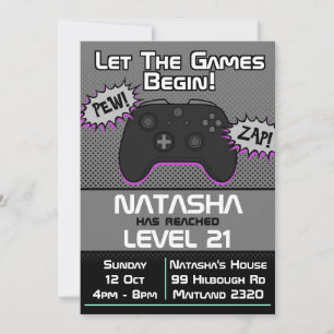 Gamer Girl Dark 21st Birthday Invitation