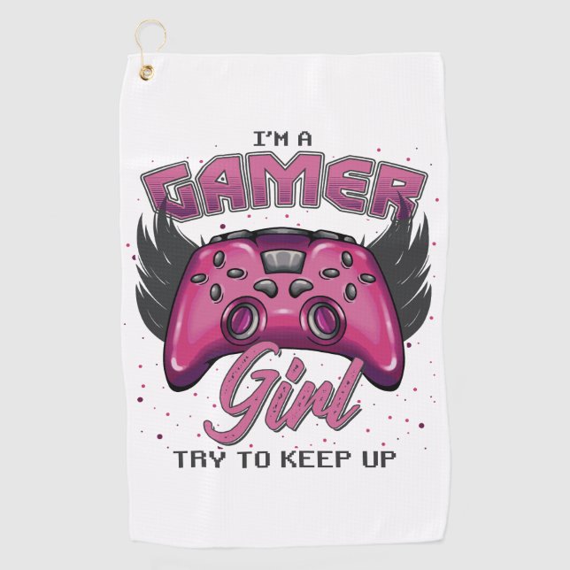 Gamer Girl design Golf Towel (Front)