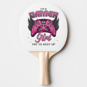 Gamer Girl design Ping Pong Paddle
