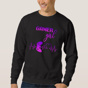 Gamer Girl Gaming Heartbeat Video Games Girls Sweatshirt