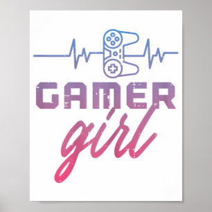 Gamer Girl Heartbeat Gaming  Poster