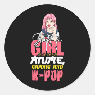 Gamer Girl Just A Girl Who Loves Anime Gaming And Classic Round Sticker