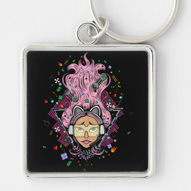 Gamer Girl Key Ring (Front)