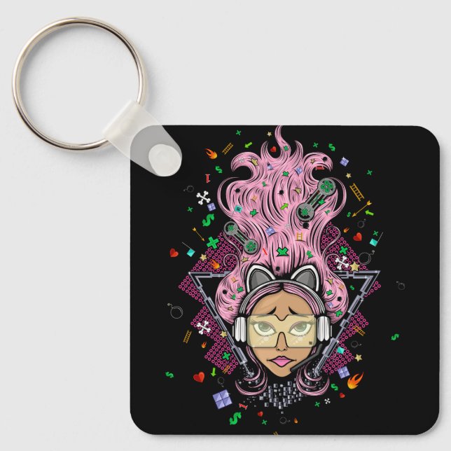 Gamer Girl Key Ring (Front)