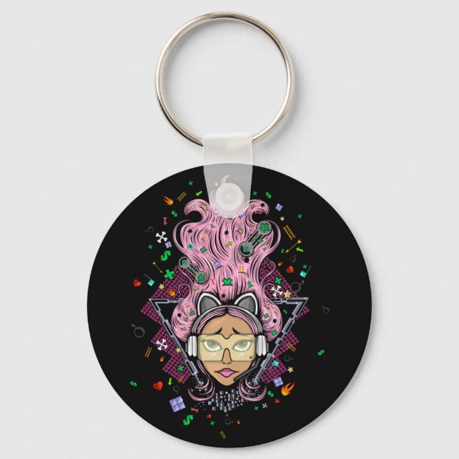 Gamer Girl Key Ring (Front)