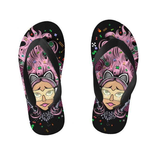 Gamer Girl Kid's Flip Flops (Footbed)