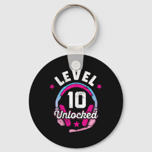 Gamer Girl Level 10 Unlocked Video Game 10th Birth Key Ring