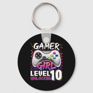 Gamer Girl Level 10 Unlocked Video Game Birthday G Key Ring