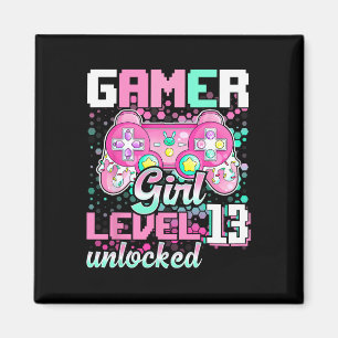 Gamer Girl Level 13 Unlocked Video Game 13th Birth Magnet