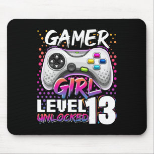 Gamer Girl Level 13 Unlocked Video Game 13th Birth Mouse Mat