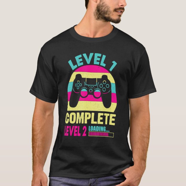 Gamer Girl Level 1 Complete Video Game 1st Birthda T-Shirt (Front)