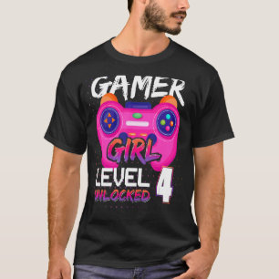Gamer Girl  Level 4 Unlocked Video Games Birthday T-Shirt