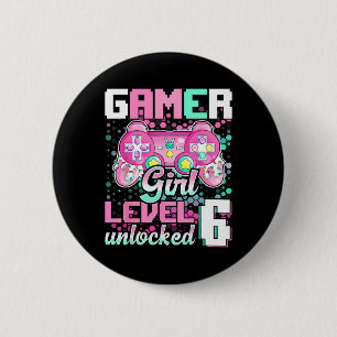 Gamer Girl Level 6 Unlocked Video Game 6th Birthda Cm Round Badge