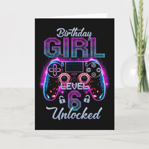 Gamer Girl Level 6 Unlocked Video Gaming 6th Birth Card