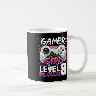 Gamer Girl Level 8 Unlocked Video Game 8th Birthda Coffee Mug