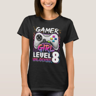 Gamer Girl Level 8 Unlocked Video Game 8th Birthda T-Shirt
