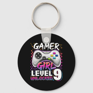 Gamer Girl Level 9 Unlocked Video Game 9th Birthda Key Ring