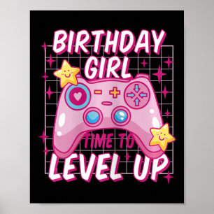 Gamer Girl Level Unlocked Video Game Birthday Gift Poster