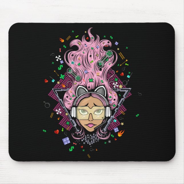 Gamer Girl Mouse Mat (Front)