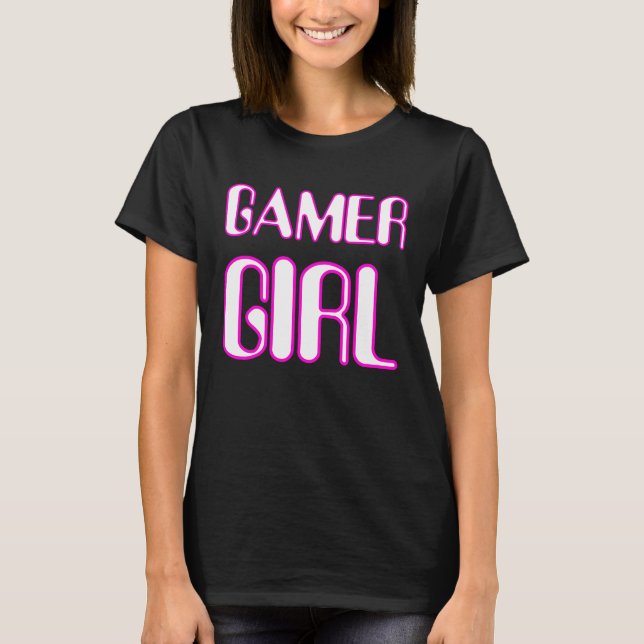 Gamer Girl Nerd Girl Cute Gaming  Geek Nerd Outfit T-Shirt (Front)
