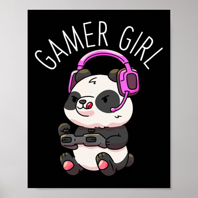 Gamer Girl Panda Gaming Pandas Video Game Women Gi Poster (Front)