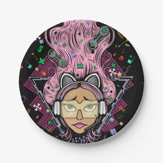 Gamer Girl Paper Plate (Front)