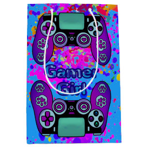 Gamer Girl Party Birthday Pretty Paint Splash Medium Gift Bag
