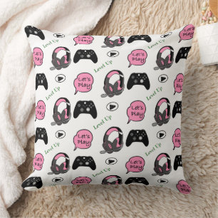 Gamer Girl Pink and Black  Cushion