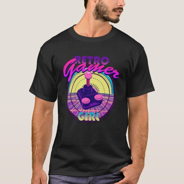 Gamer Girl Retro Classic Video Games 8 Bit 16 Bit  T-Shirt (Front)