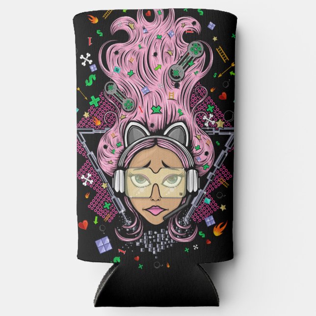 Gamer Girl Seltzer Can Cooler (Front)