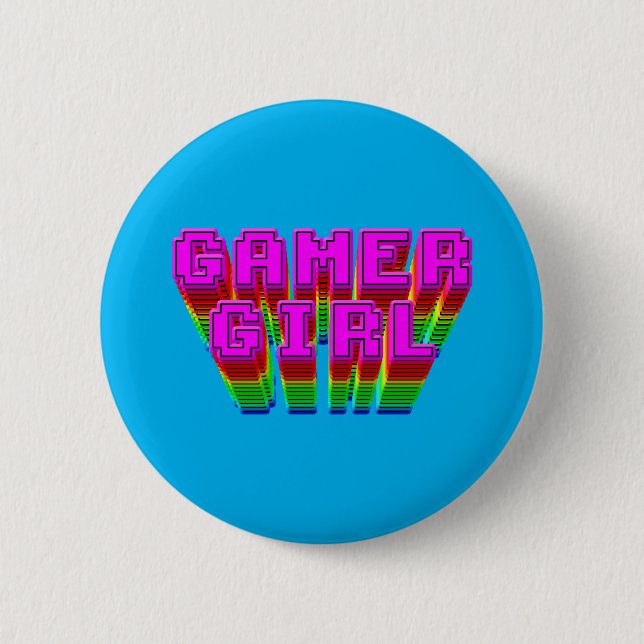 Gamer Girl Text 6 Cm Round Badge (Front)