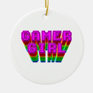 Gamer Girl Text Ceramic Tree Decoration