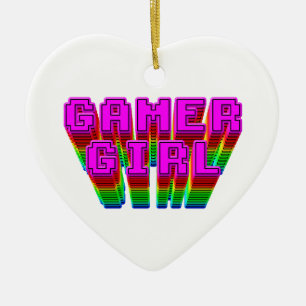 Gamer Girl Text Ceramic Tree Decoration