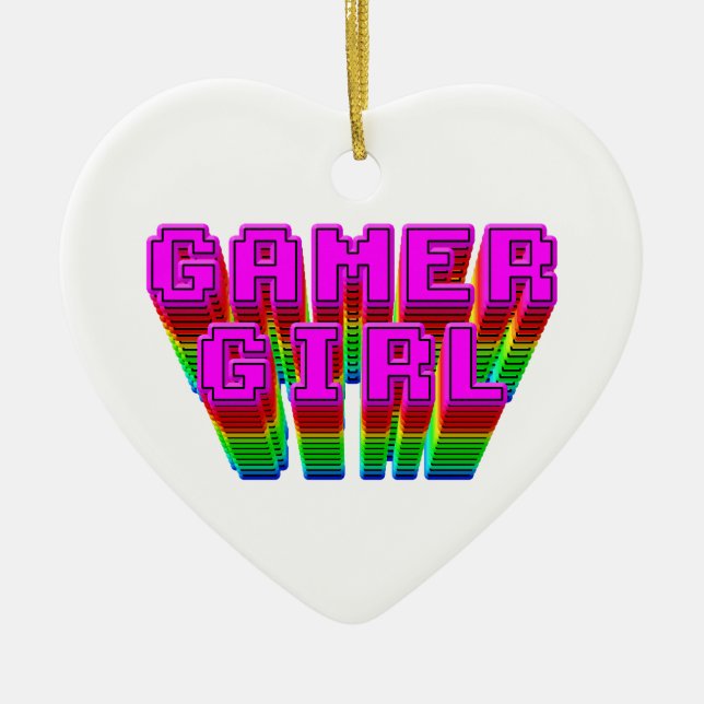 Gamer Girl Text Ceramic Tree Decoration (Front)