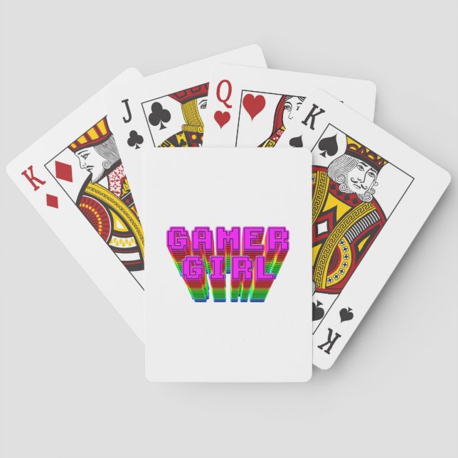 Gamer Girl Text Playing Cards (Back)