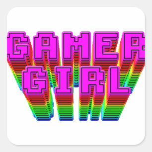 Gamer Girl Text Square Sticker