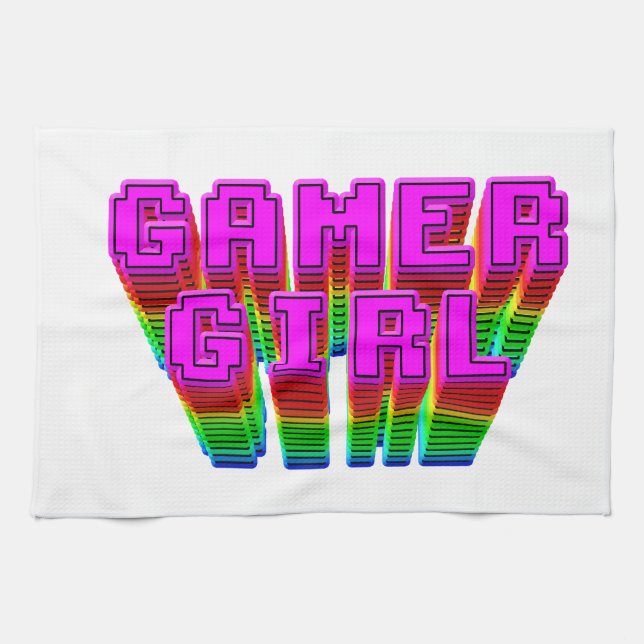 Gamer Girl Text Tea Towel (Horizontal)