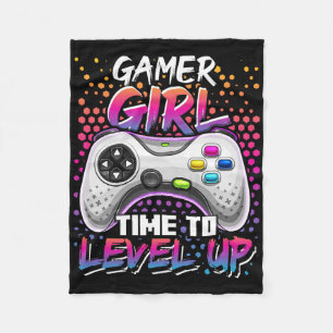 Gamer Girl Time To Level Up Video Game Birthday Gi Fleece Blanket