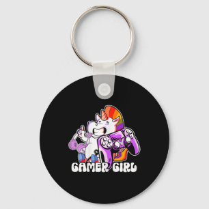 Gamer Girl Unicorn Gaming Cute Video Game Lover Co Key Ring