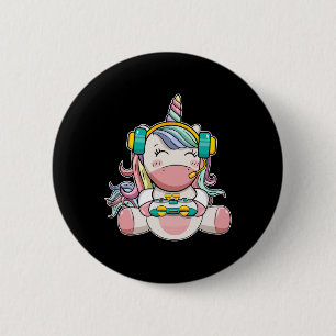 Gamer Girl Unicorn Gaming Cute Video Game Women Gi 6 Cm Round Badge