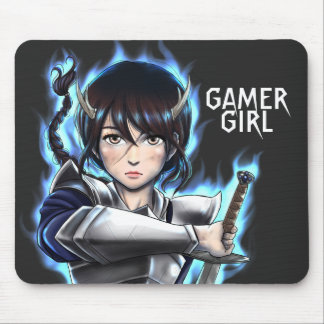 Gamer Girl Warrior Spirit Sword Mouse Mat